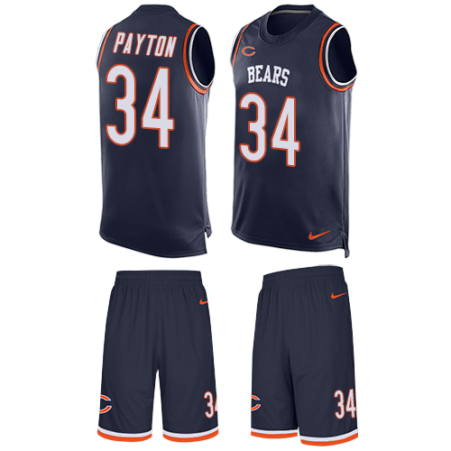 Men's Limited Walter Payton Nike Jersey Navy Blue - #34 Tank Top Suit NFL Chicago Bears